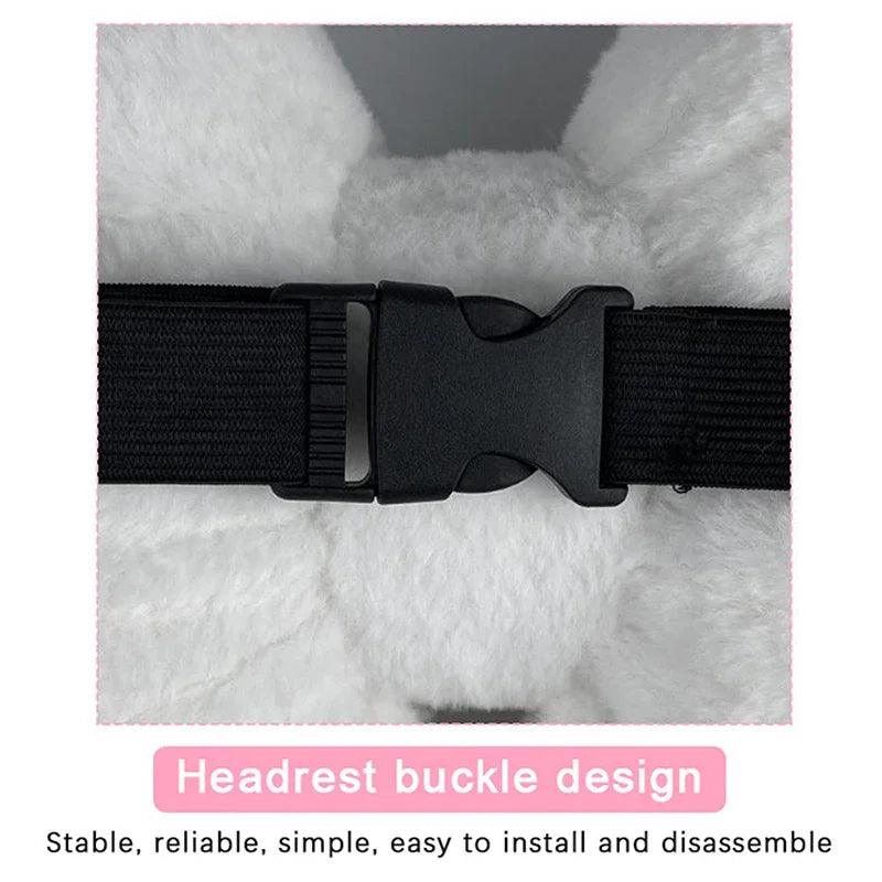 Plush Bowknot Car Headrest Pillow - Neck Support Cushion Auto Seat