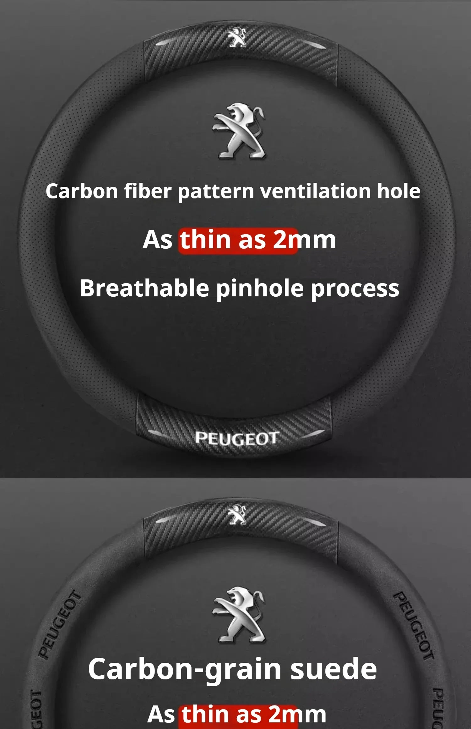 Peugeot Leather Steering Wheel Cover - D Type Black A