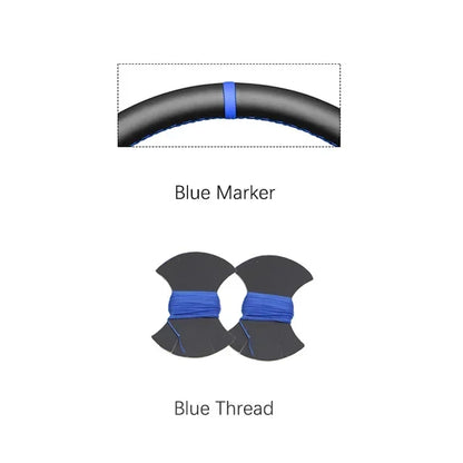 GMC Hand-Stitched Steering Wheel Cover - Round Shape / Blue Marker