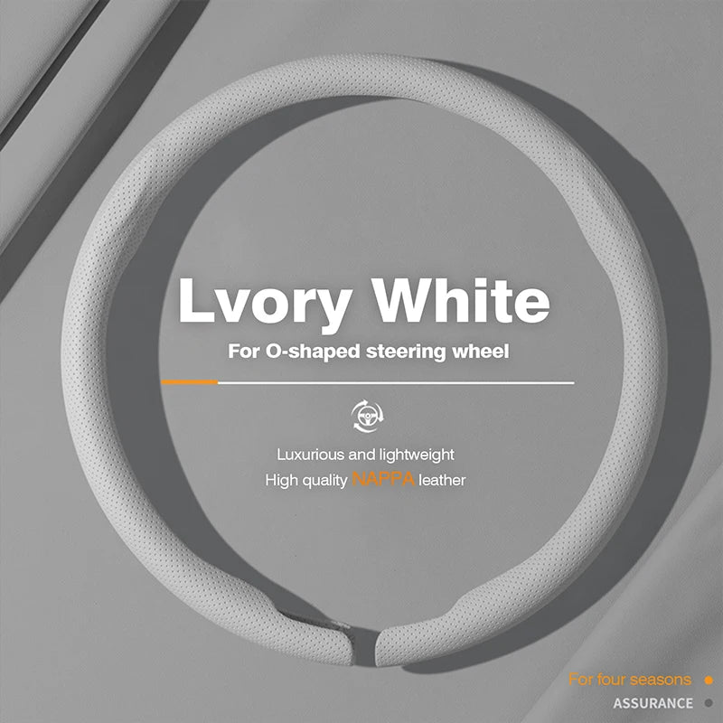Genesis Nappa Leather Steering Wheel Cover - Round Shape / Ivory White