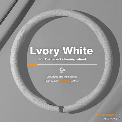 Genesis Nappa Leather Steering Wheel Cover - Round Shape / Ivory White