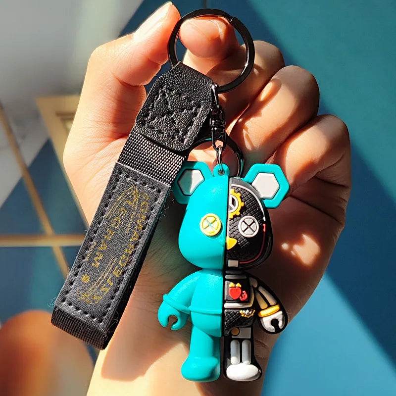 Mechanical Bear Keychain – Cute Cartoon Bag Pendant - Green