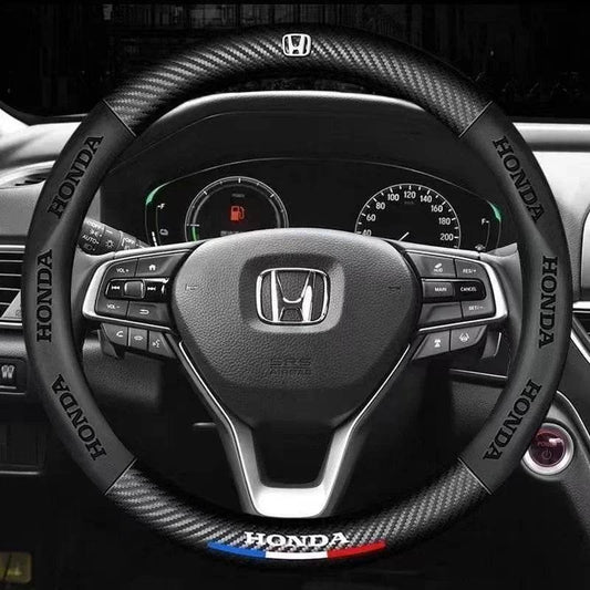 HONDA Leather Steering Wheel Cover - Universal - Red D-shape