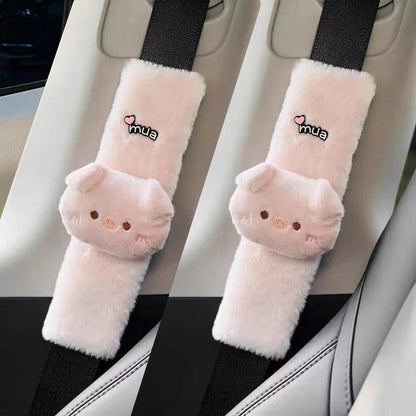 Plush Panda Car Seat Belt Covers 2pcs Auto Safety Shoulder Pads