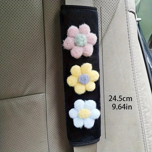 Car Seat Belt Shoulder Pads 2pcs Floral Anti-Strangle Protective