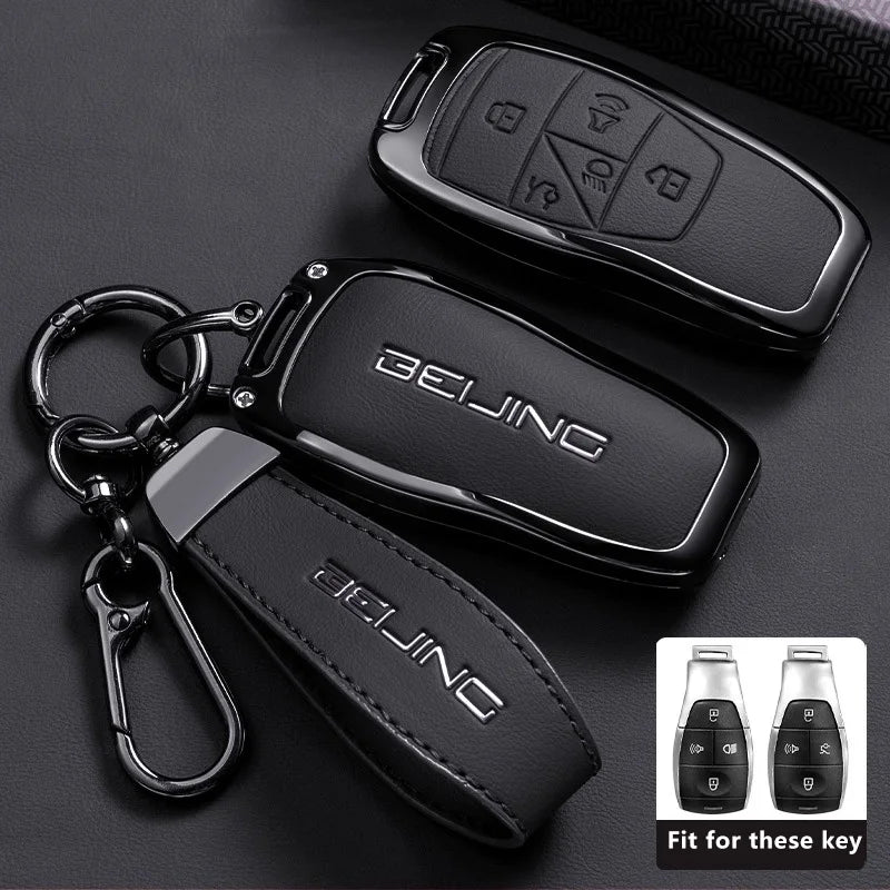 BAIC Leather Key Case - Style5-Black-1PC