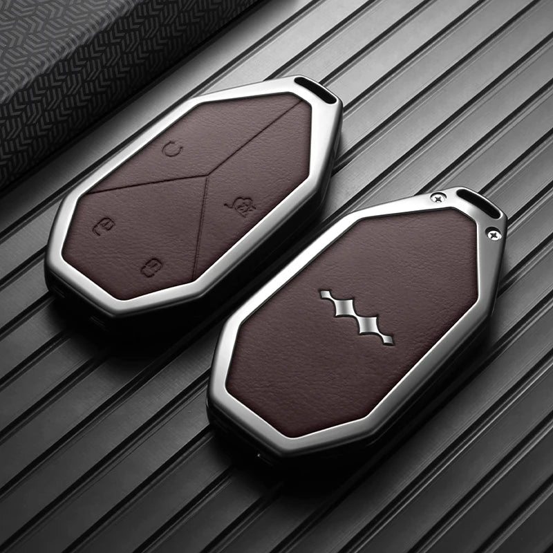 BYD Ti7 Zinc Alloy Smart Key Fob Cover - VDFCB-A Brown