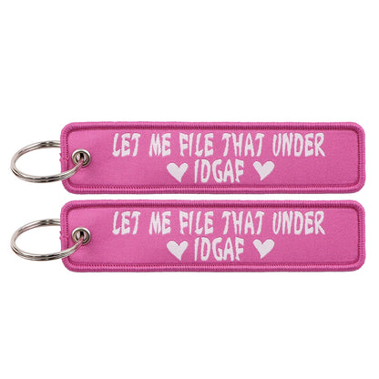 Embroidered Keys Tag Keychain - Personalized Key Identifier Fob