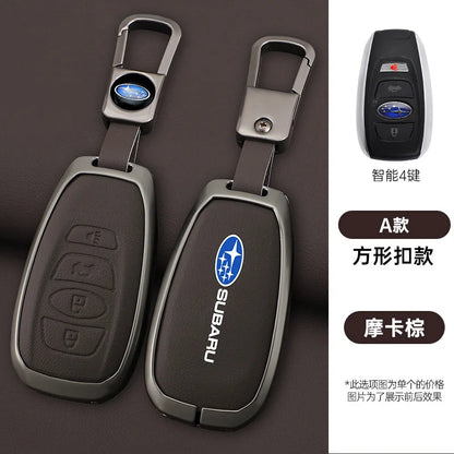 Zinc Alloy Leather Car Key Case Cover Subaru BRZ STI XV Forester