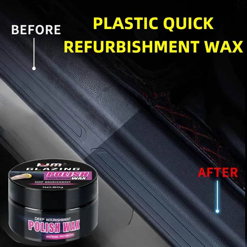 Universal Leather & Plastic Repair Polishing Wax – Interior Reconditioning Cream for Car Leather, Plastic & Rubber Care - 80g