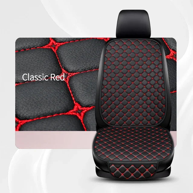 Leather Car Seat Cover – Wear-Resistant, Universal Four Seasons Cushion - 1pc Black and red
