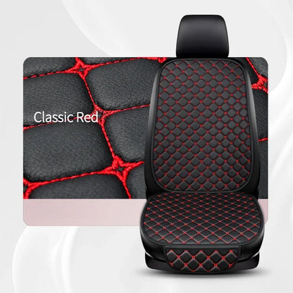 Leather Car Seat Cover – Wear-Resistant, Universal Four Seasons Cushion - 1pc Black and red