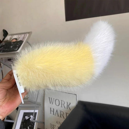 Electric Fluffy Fox Tail Vehicle Ornament