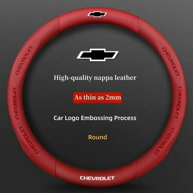Chevrolet Cruze Silverado Tahoe 3D Embossed Steering Wheel Cover - Round Red B