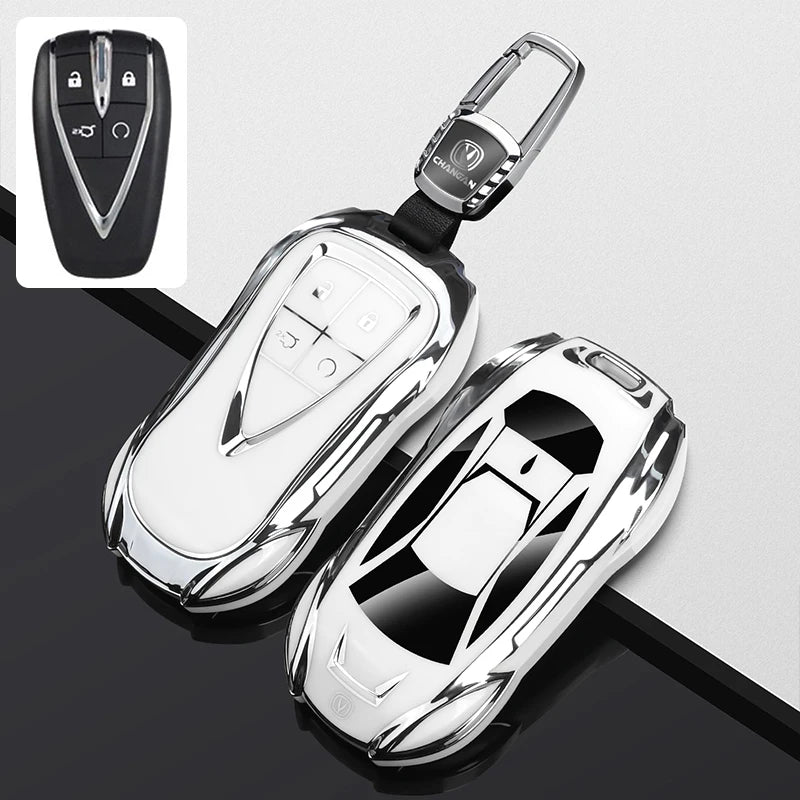 Changan Smart Key TPU Protective Case – UNI, CS & Oshan Series - Style a Silver White