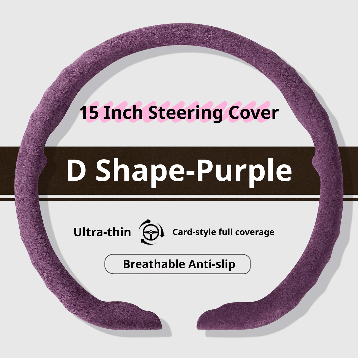 Genesis Ultrasuede Steering Wheel Cover - D Shape / Purple