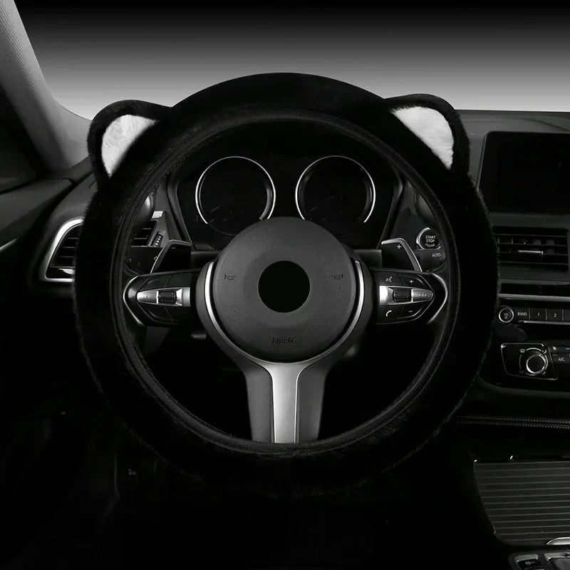 Plush Cat Ear Universal Steering Wheel Cover