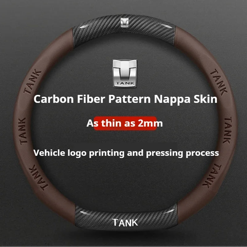 GWM Tank Suede Steering Wheel Cover - D Shape / Brown (Style A)