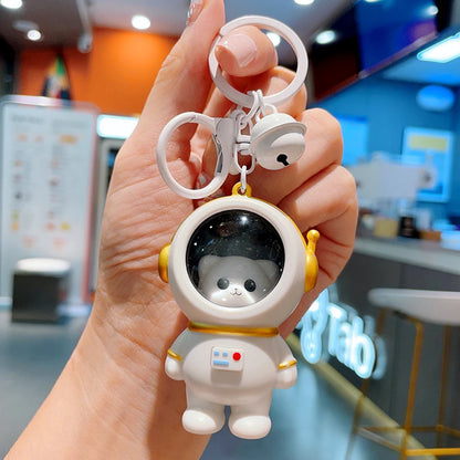 LED Astronaut Cat Keychain Night Light Glowing Charm Pendant