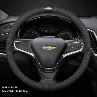 Chevrolet Leather Steering Wheel Cover – Fits Cruze, Camaro, Malibu, Silverado & More - DX-B