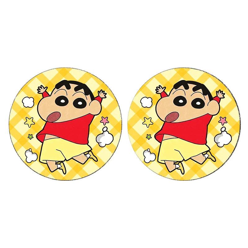Anti-Slip Crayon Shin-chan Car Cup Coasters Set Interior Pads