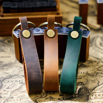 Top Grain Leather Keyring — Minimalist, 7 Colours