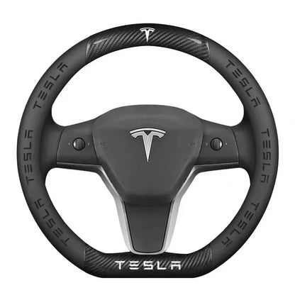 Tesla Carbon Fiber Leather Steering Wheel Cover
