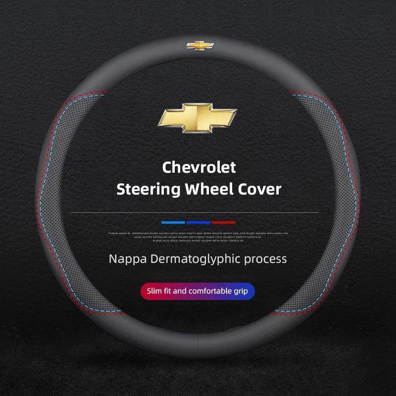 Chevrolet Leather Steering Wheel Cover – Fits Cruze, Camaro, Malibu, Silverado & More - DX-B