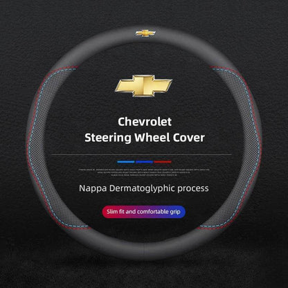 Chevrolet Leather Steering Wheel Cover – Fits Cruze, Camaro, Malibu, Silverado & More - DX-B