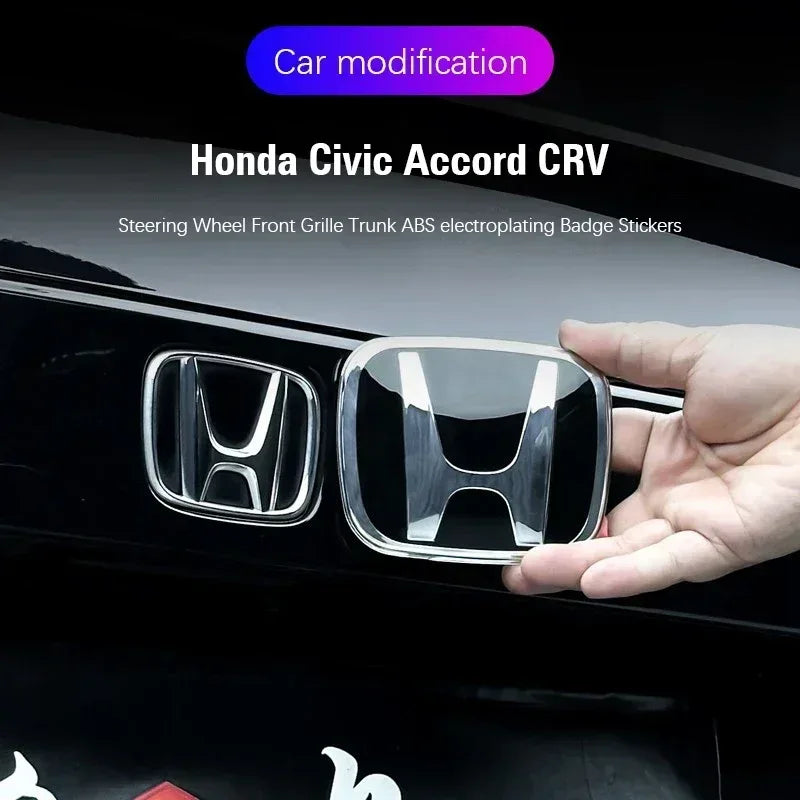 Honda Logo Badge Modification Sticker for Civic, Accord & CR-V - Black Steering wheel / 8th Accord 2008-2012