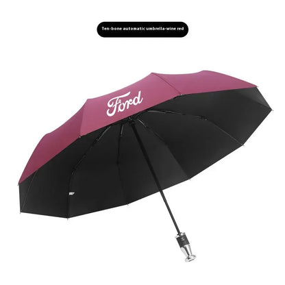 Ford Windproof Auto Folding Sunshade Umbrella - Red