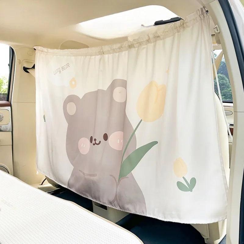 Universal Car Privacy Curtains Push-Pull Blackout Divider Rear Seat