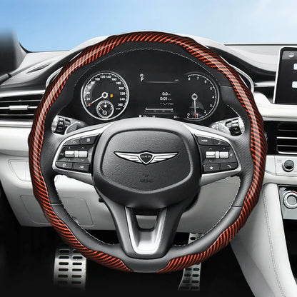 Genesis Carbon Fibre Snap-On Steering Wheel Cover - Round Shape / Brown
