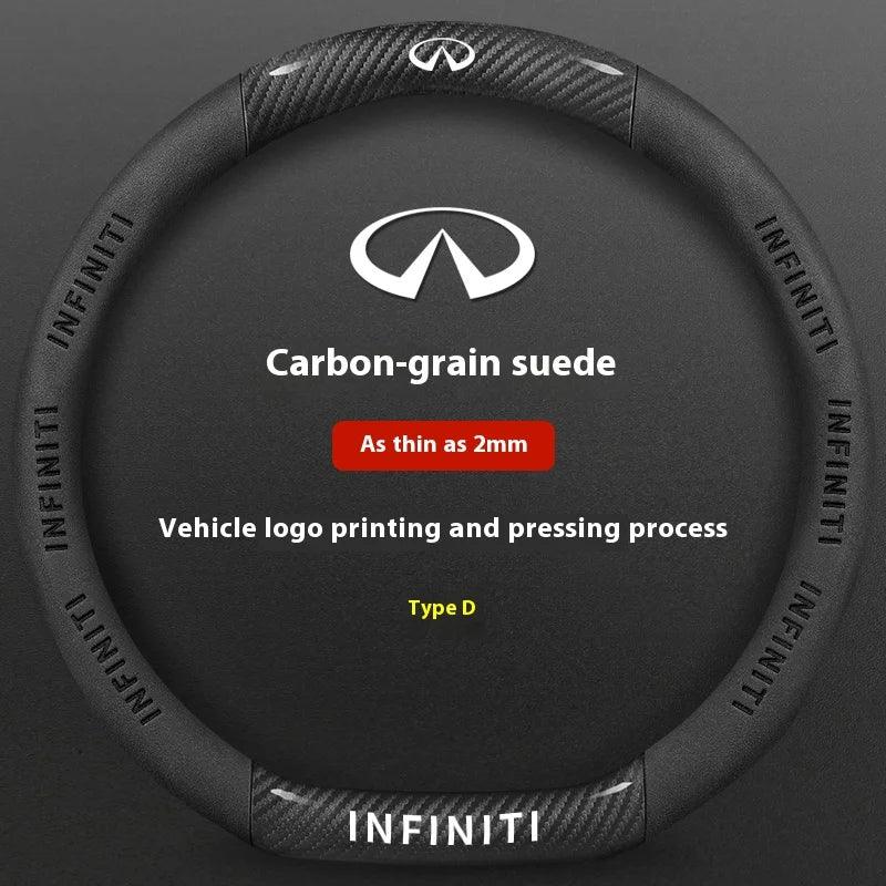 Infiniti Carbon Fiber Leather Steering Wheel Cover - D Suede Carbon