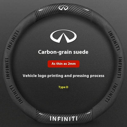 Infiniti Carbon Fiber Leather Steering Wheel Cover - D Suede Carbon