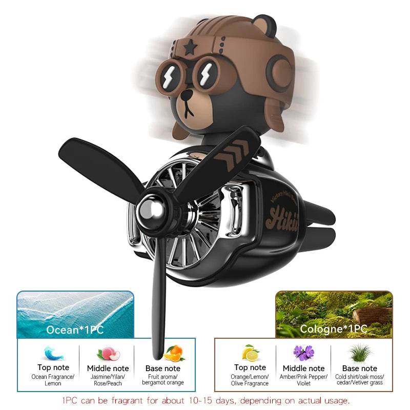 Pilot Bear Car Air Freshener – Rotating Vent Clip Diffuser - SHAKING BEAR
