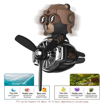 Pilot Bear Car Air Freshener – Rotating Vent Clip Diffuser - SHAKING BEAR
