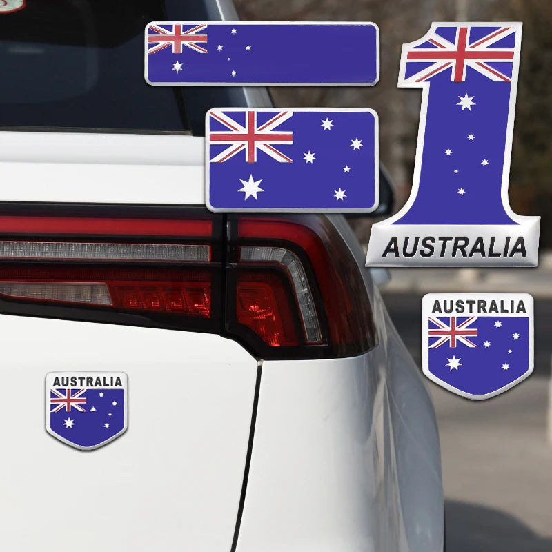 3D Metal Australia Flag Car Sticker – Aluminum Emblem Badge & Exterior Decal - A