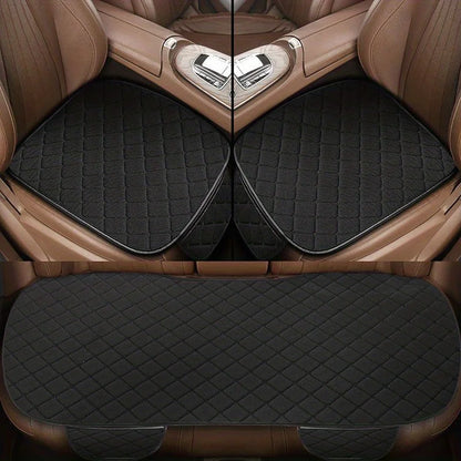 3Pcs Universal Cotton Linen Car Seat Cover Set - All Season