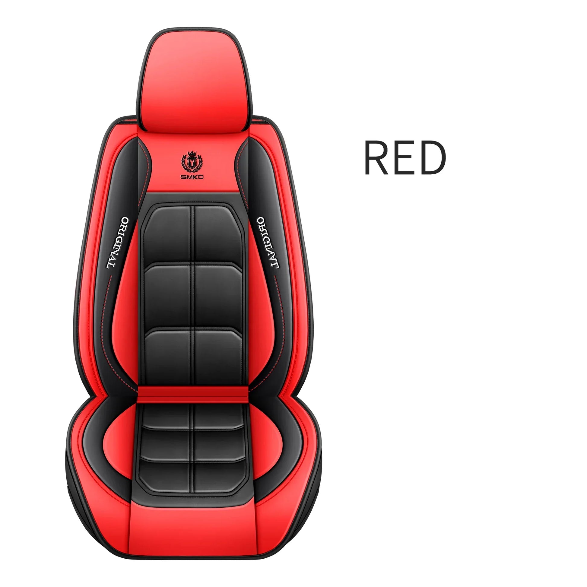 1pc Premium PU Leather Universal Fit Car Seat Cover All-Season Protector Mat wit - JZ-Muscle-Red 1PC