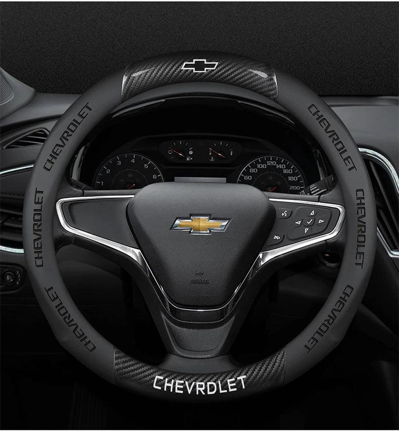 Chevrolet Cruze Silverado Tahoe 3D Embossed Steering Wheel Cover - Round Brown B