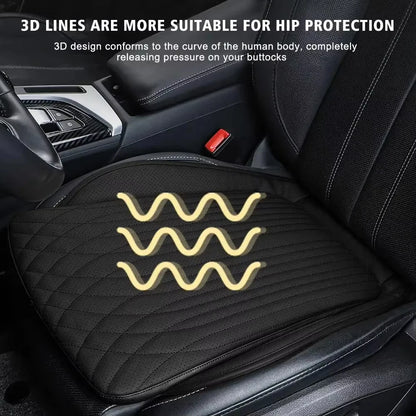 Tesla Car Seat Cushion – Nappa Leather, Breathable & Non-Slip Universal Four Seasons Pad - 1PC Black Front