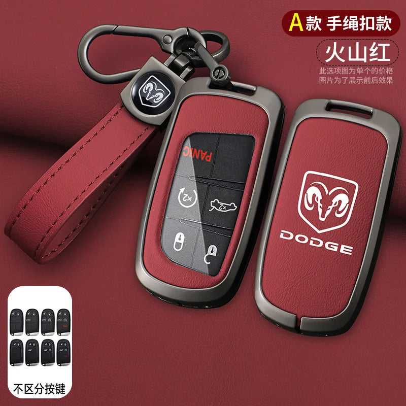 Dodge & RAM Leather Key Case - A-red keyring