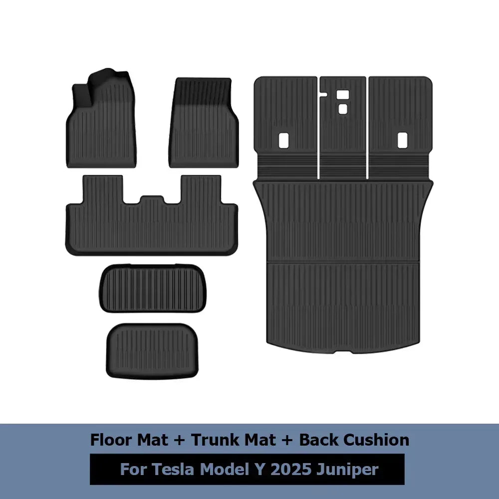 Tesla Model Y 2025 Juniper Cargo Liner TPE Mat Waterproof - Floor+Trunk Mat+Back Cushion / Right hand drive