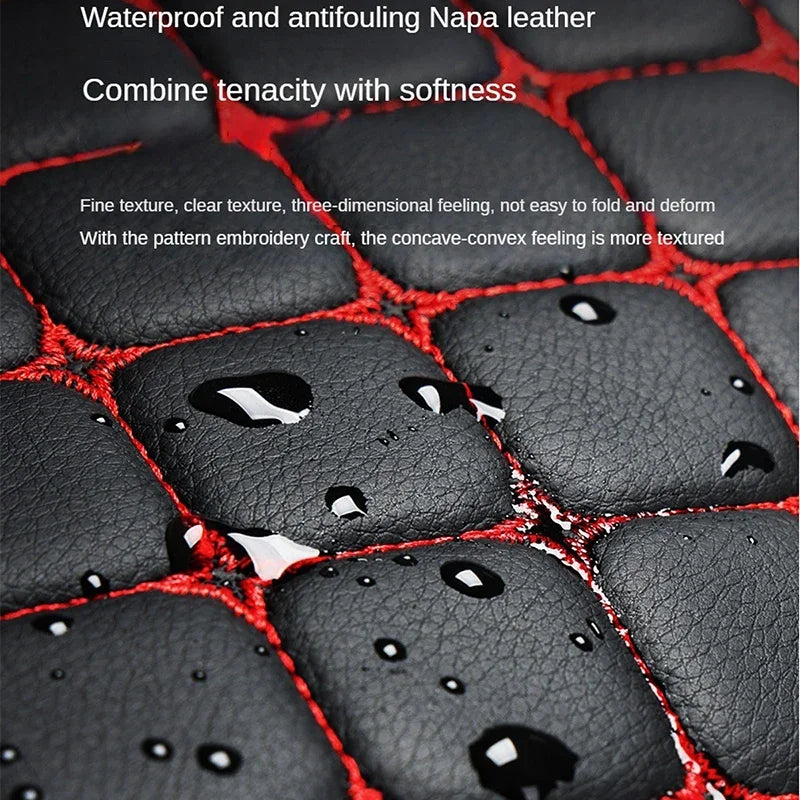 Leather Car Seat Cover – Wear-Resistant, Universal Four Seasons Cushion - 1pc Black and red