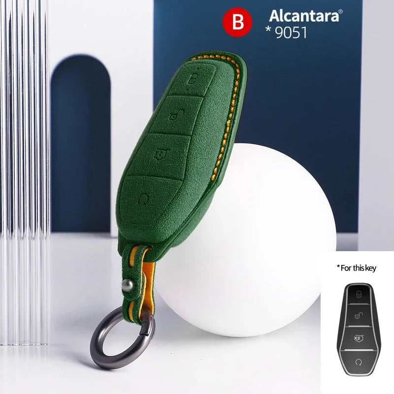 BYD Car Key Case Suede Leather Cover for Han EV Qin Song Atto 3