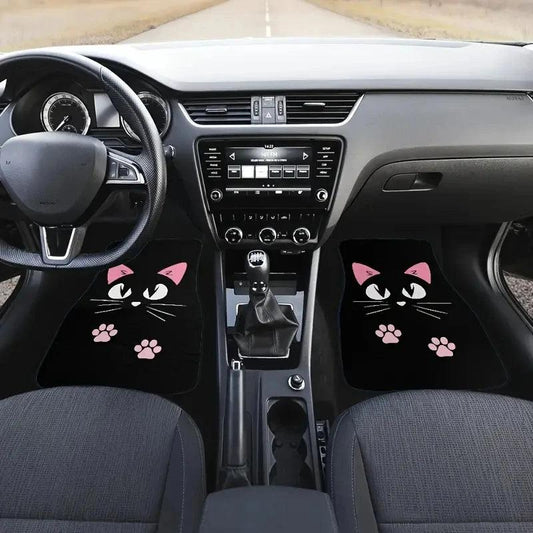 4PC Nordic Cat Cartoon Car Floor Mats Anti-Fouling Windmill Design