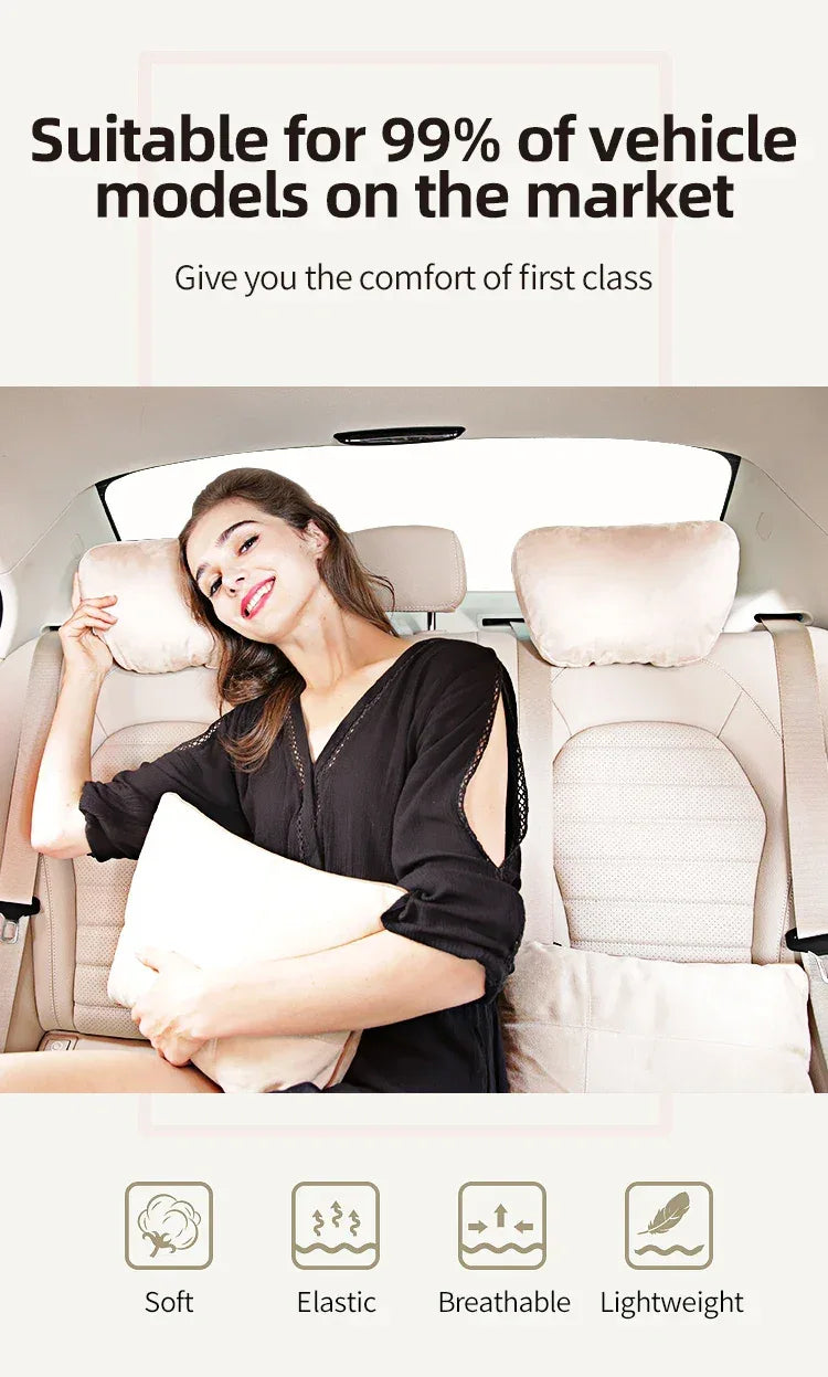 Maybach S-Class Breathable Soft Neck Headrest & Lumbar Support Pillow - Headrest Black