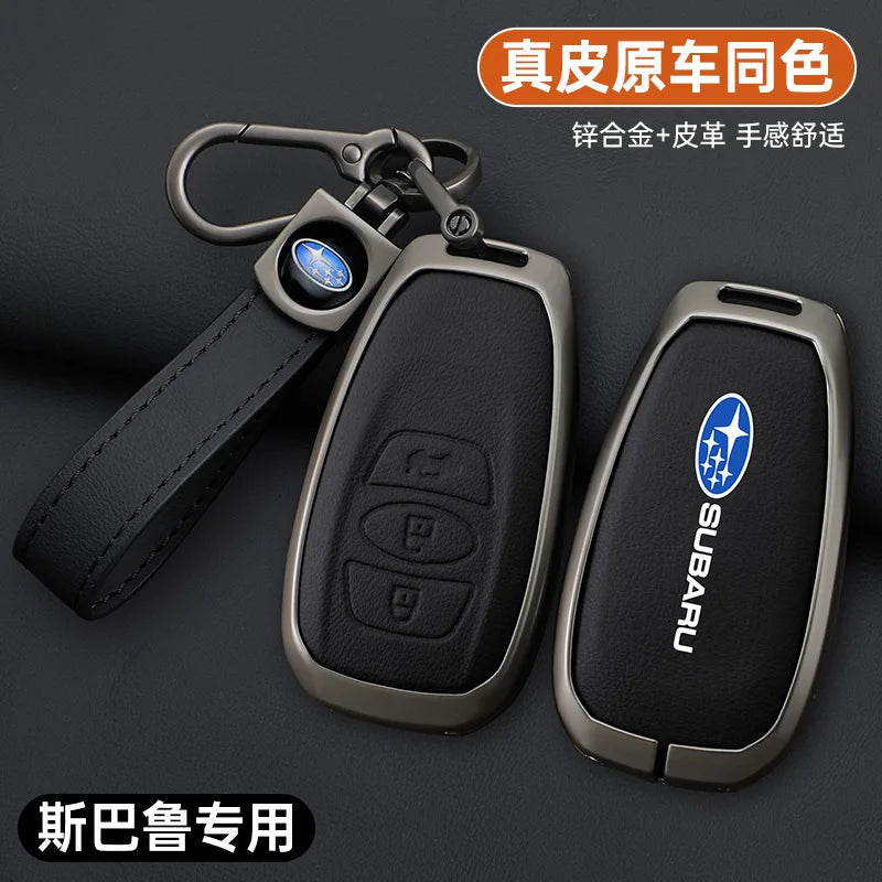 Zinc Alloy Leather Car Key Case Cover Subaru BRZ STI XV Forester