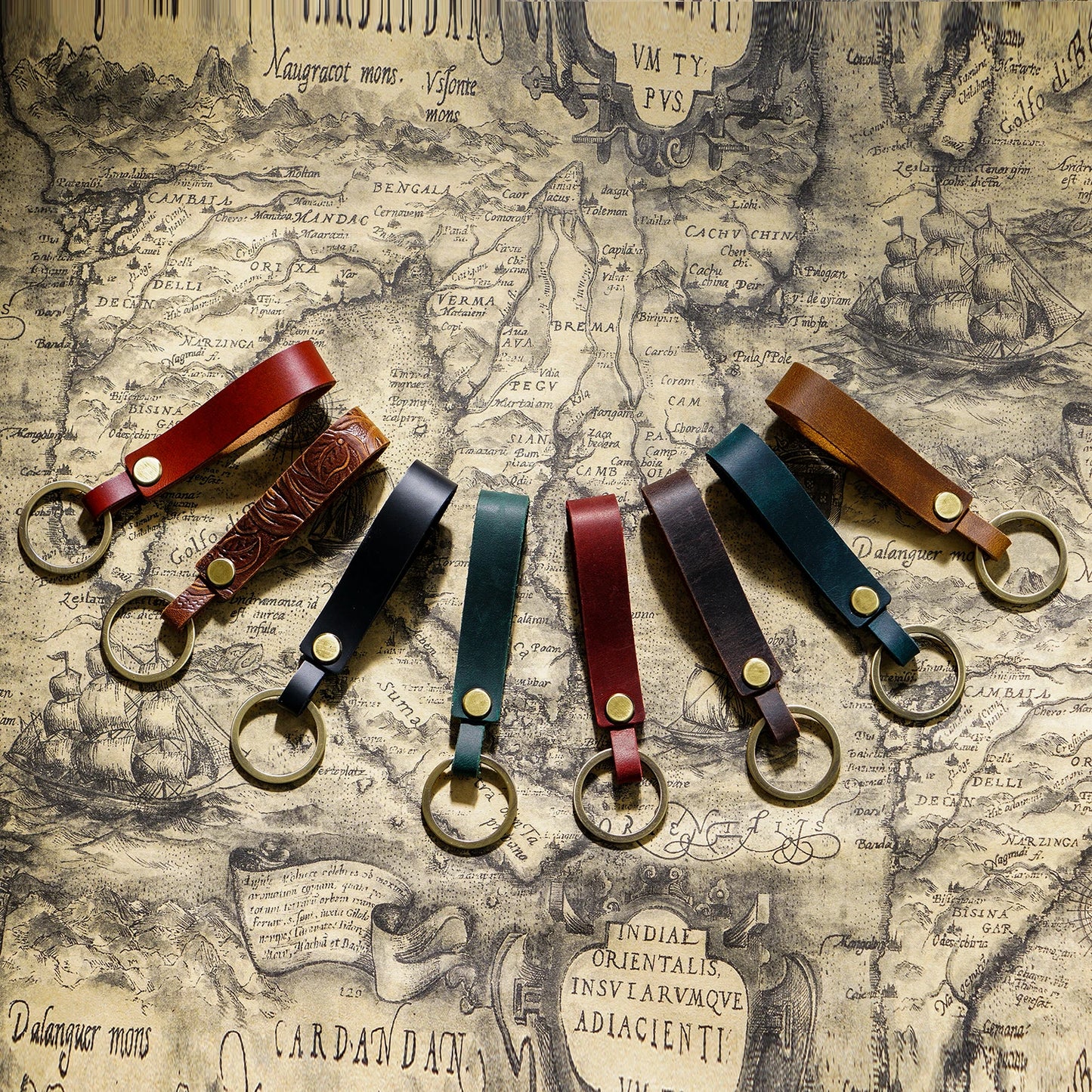 Top Grain Leather Keyring — Minimalist, 7 Colours